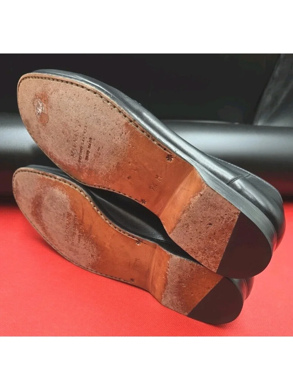 Magnanni Penny Loafers Mens 9 1/2 M Black Leather Slip On Dress Shoes Made Spain